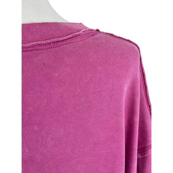 Free People Movement Pink Oversized Cozy Crew Neck Casual Athleisure Sweatshirt - Picture 12 of 16